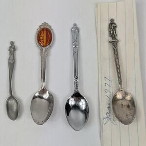 Vtg Apostle Napoleon Last Supper Collectible Spoons Lot of 4 Chrome Demitasse